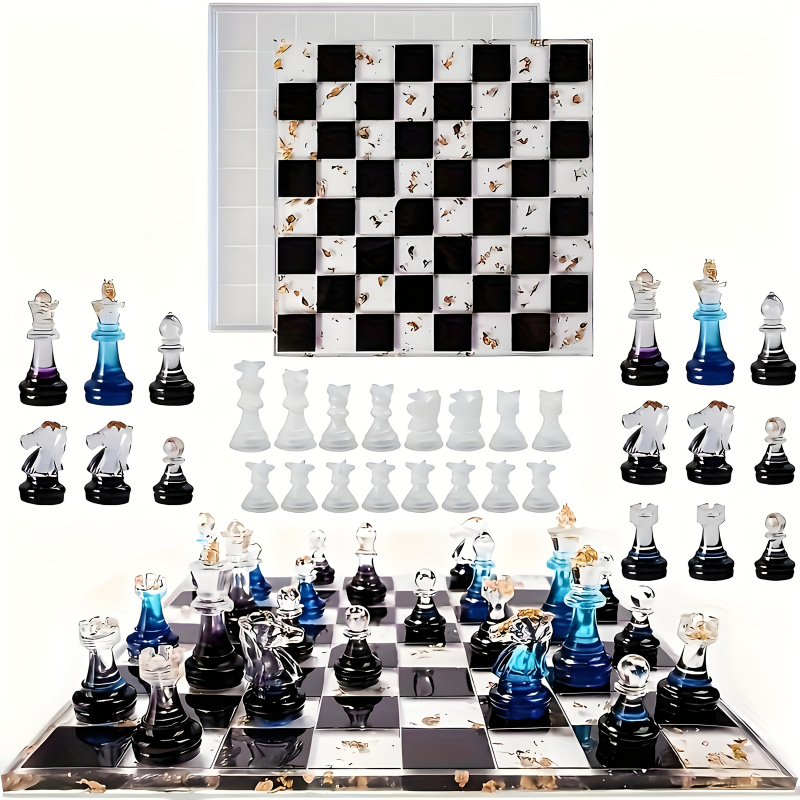 Woodworking Resin - 11Chessboard16Set di stampi in silicone in